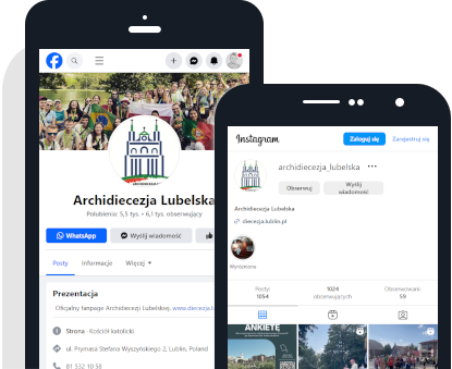smartphone screen Facebook Instagram Archidiecezja Lubelska